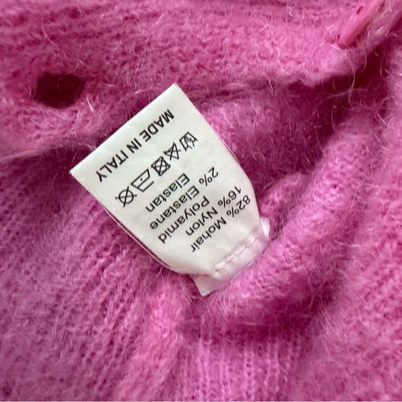 Bubble gum pink mohair cardigan sweater - Picture 4 of 5